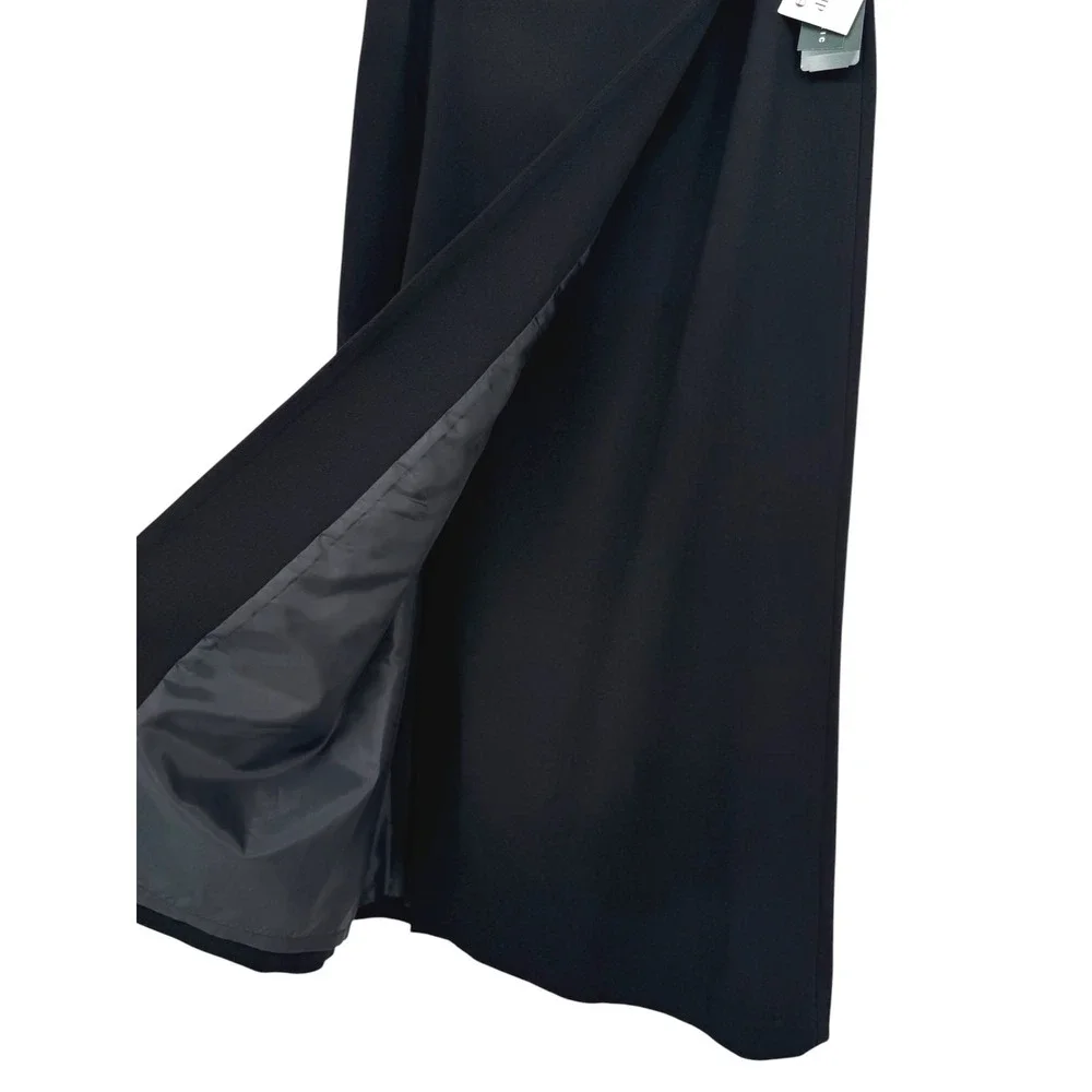 NWT Lauren Ralph Lauren Black Wool Tudor Wrap Maxi Skirt Frog Toggles Size 10 - Picture 9 of 12